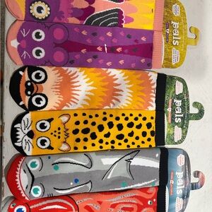 3 pack Kids Animal Socks Set - Purple, Orange, Yellow, Gray